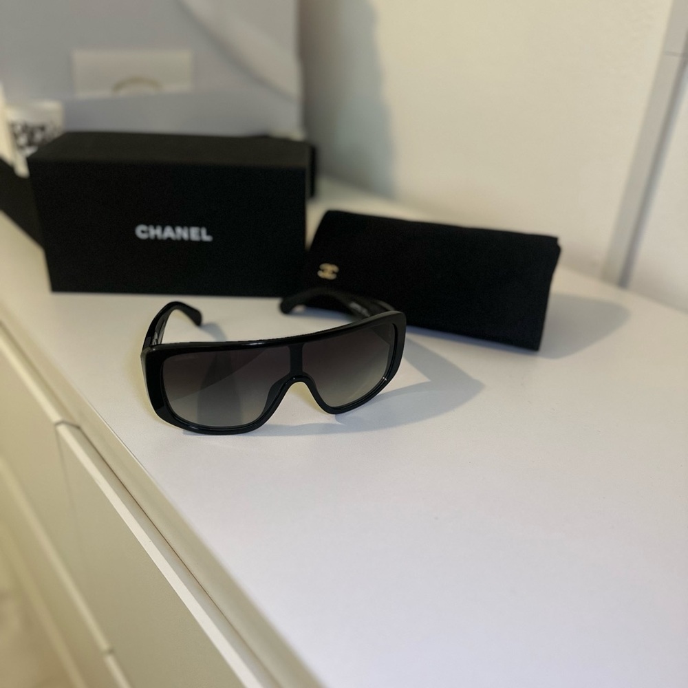 Chanel Black Sheild Sunglasses